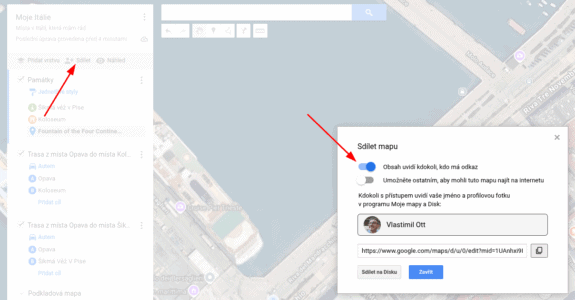 Obrázek Jak si vytvořit vlastní Google mapu a vložit ji na stránky mapa je nasdílená