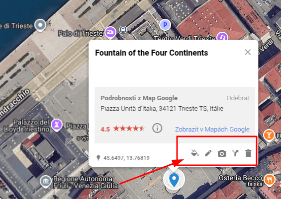 Obrázek Jak si vytvořit vlastní Google mapu a vložit ji na stránky úprava bodu v mapě