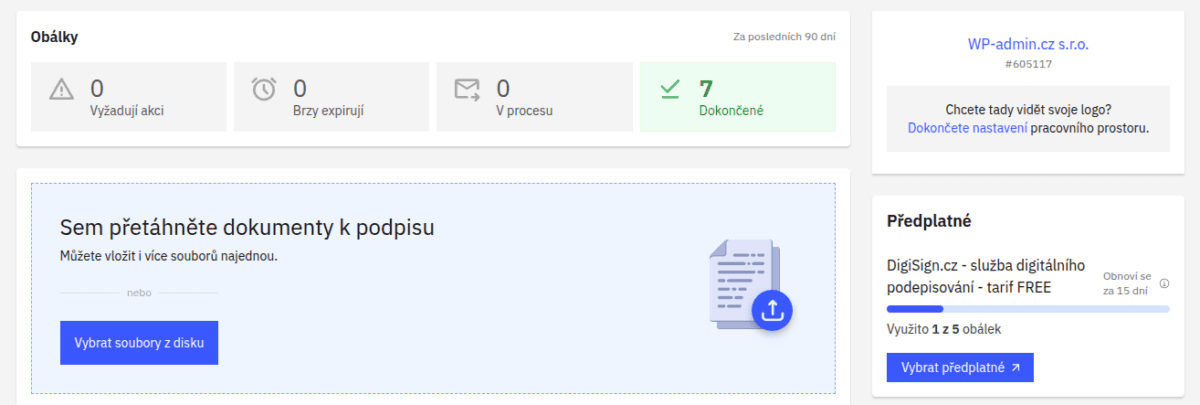 Obrázek Jak na podepisování smluv ve firmě Ukázka rozhraní Digisign.org